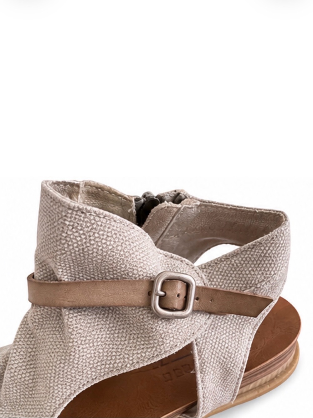 Women’s Taupe Open-Toe Ankle Sandals with Buckle Strap - Picture 7 of 11